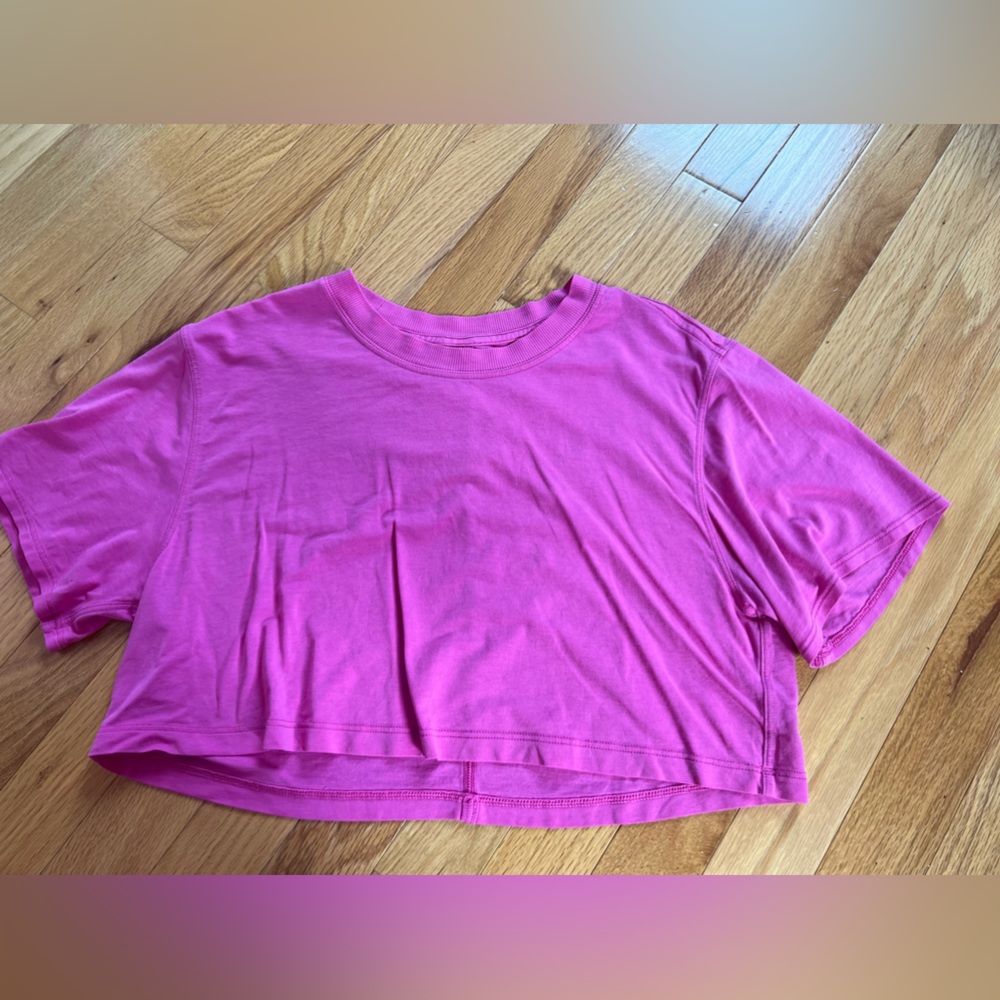 pink crop top from lululemon